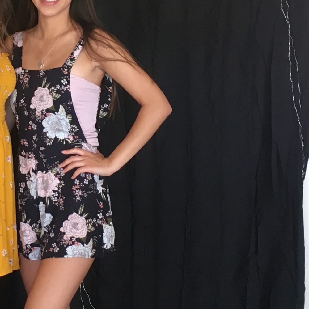Floral overall romper